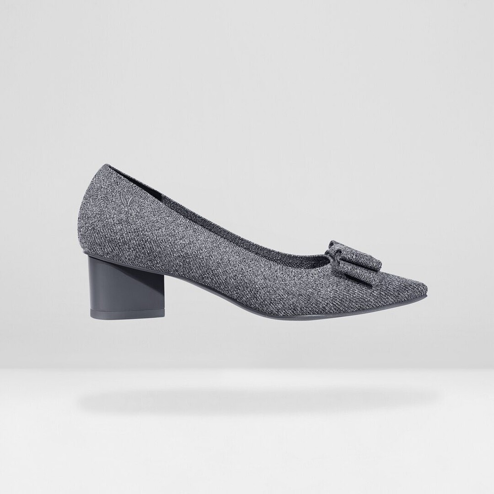 VIVAIA Pointed-Toe Bow Heels Gray | EU 40 / US 9 Knit Elegant - Picture 3 of 10